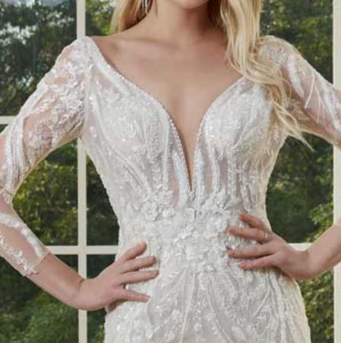 Load image into Gallery viewer, Illusion Lace Sleeve Mermaid Wedding Dress
