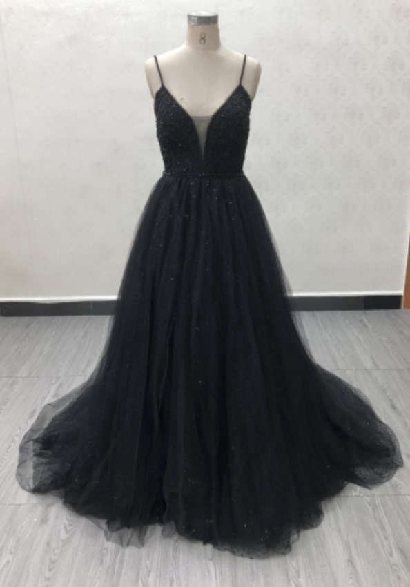 Mermaid Lace Evening Dress With Train In Black , A Line Maxi Dress With  Split Front And Silky Satin Detailing - Spring Fair 2025