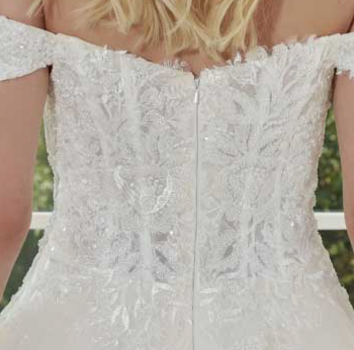 
                      
                        Beaded Lace Off Shoulder Ball Gown with Chapel Train
                      
                    