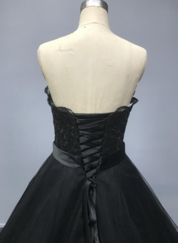 
                      
                        Black Tulle Lace Bridal Wedding A Line Sleeveless Gown
                      
                    