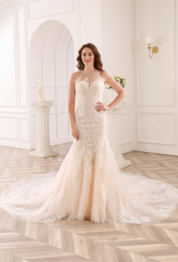 
                      
                        High Neck Open Back Lace Tulle Bridal Wedding Gown
                      
                    