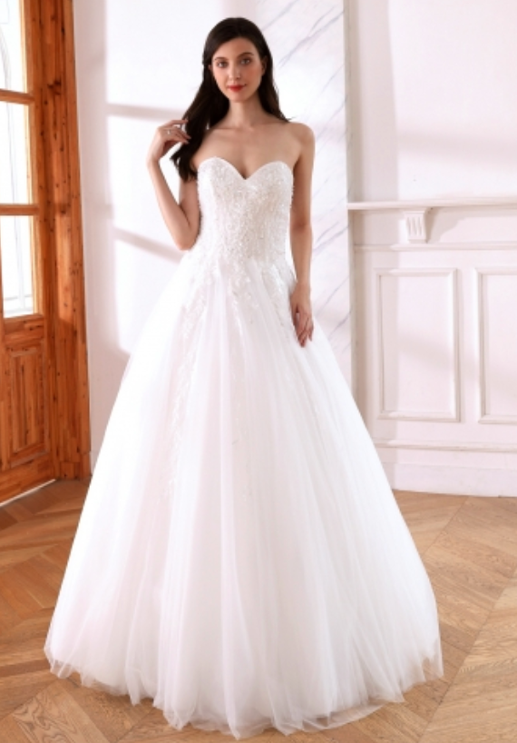 
                      
                        Sequined Sweetheart Lace A Line Bridal Wedding Gown
                      
                    