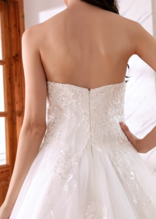 Sequined Sweetheart Lace A Line Bridal Wedding Gown