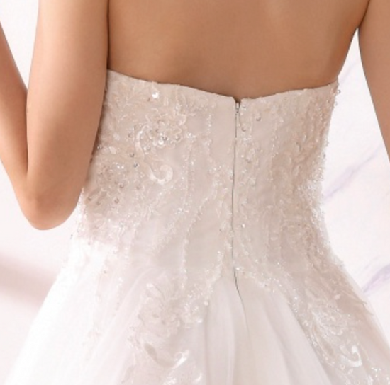Load image into Gallery viewer, Sequined Sweetheart Lace A Line Bridal Wedding Gown
