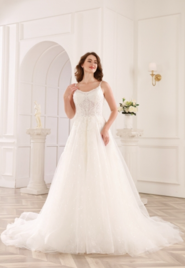 Bridal A Line Lace Tulle Wedding Gown