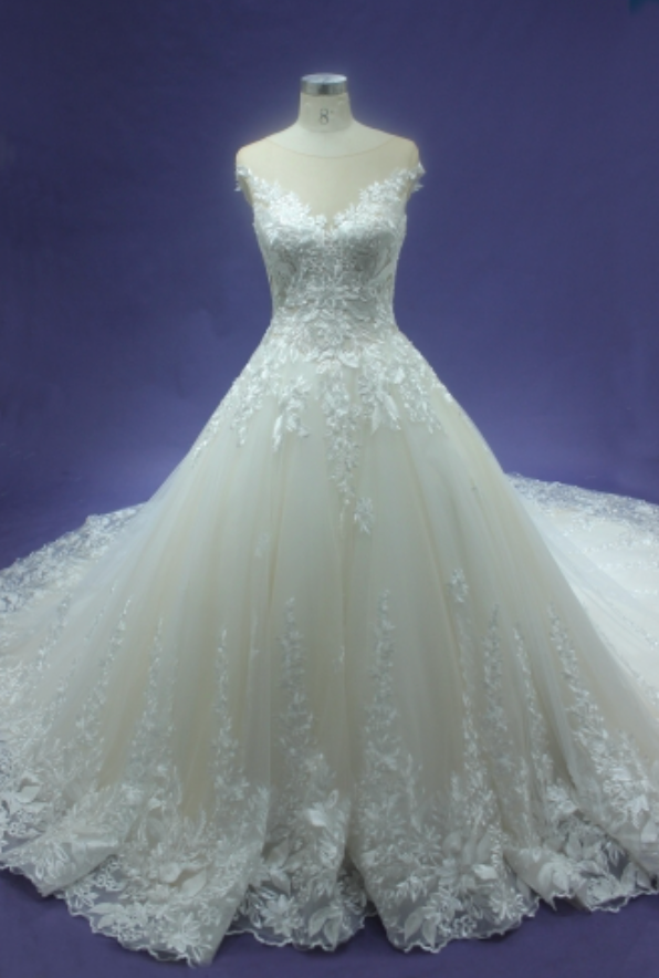
                      
                        Luxurious Lace A Line Wedding Bridal Gown
                      
                    