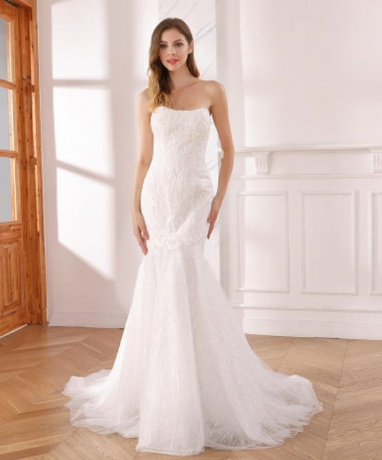 Fitted Sparkle Tulle Mermaid Bridal Wedding Gown