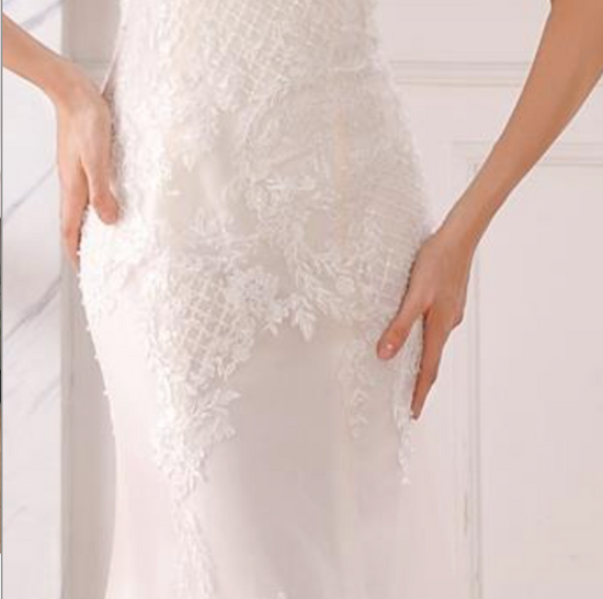 Scoop Neck Illusion Lace Mermaid Bridal Gown