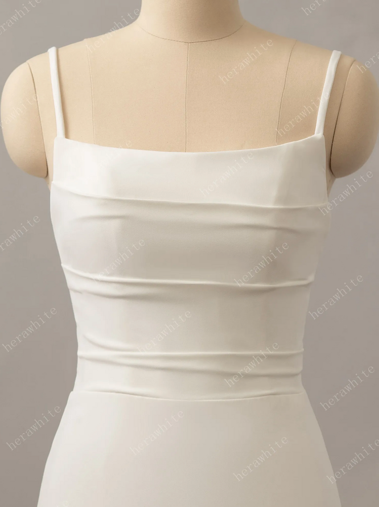 
                      
                        Classic Crepe Fit and Flare with Square Neckline Wedding Dress
                      
                    