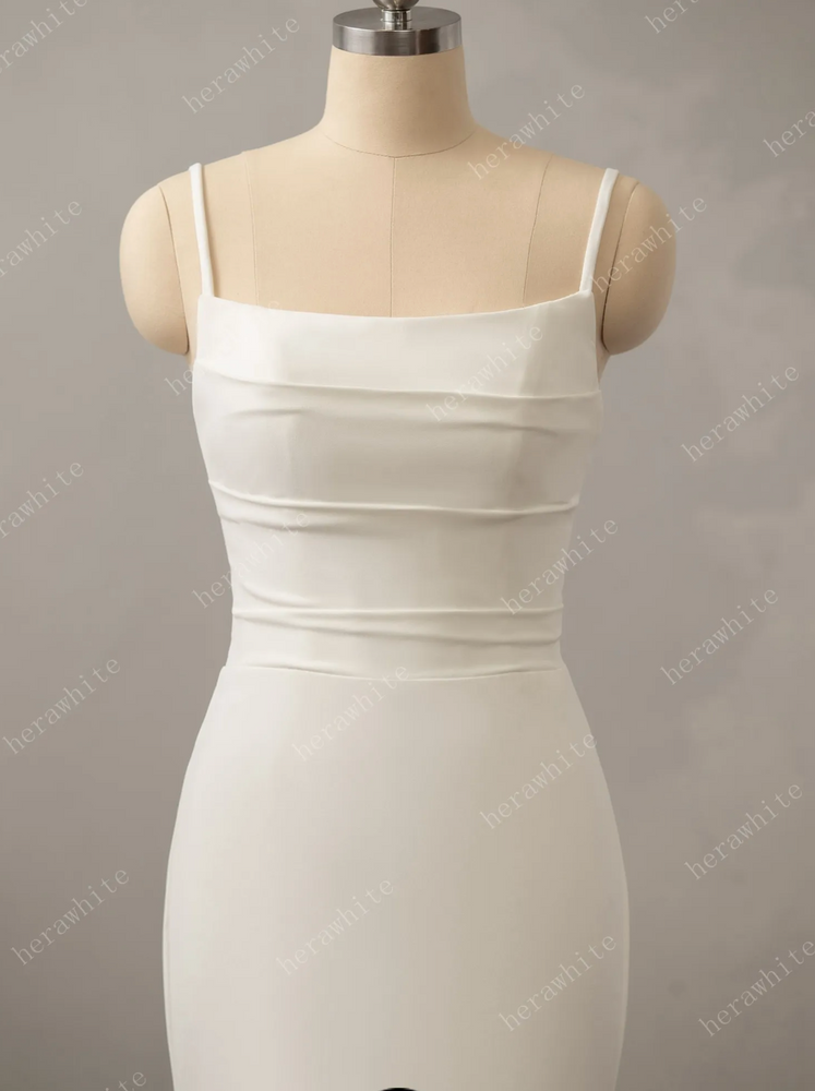 
                      
                        Classic Crepe Fit and Flare with Square Neckline Wedding Dress
                      
                    