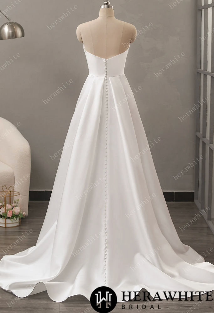 
                      
                        Strapless Mikado Silk A-Line Wedding Dress with Pleated Bodice
                      
                    