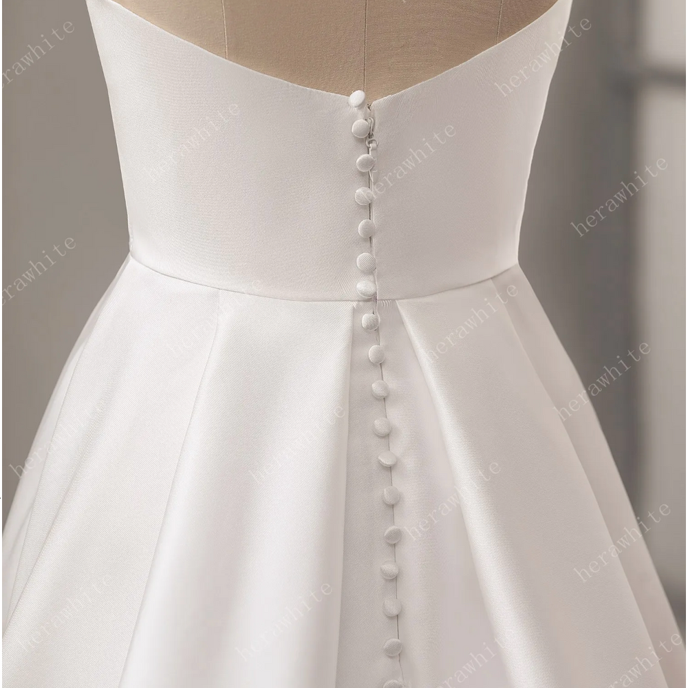 
                      
                        Strapless Mikado Silk A-Line Wedding Dress with Pleated Bodice
                      
                    