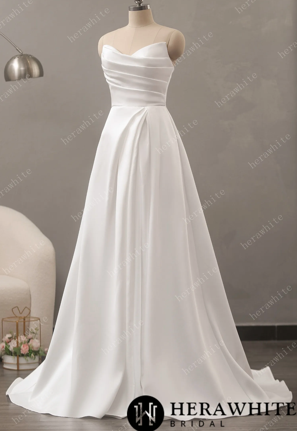 Pleated bodice top wedding dress