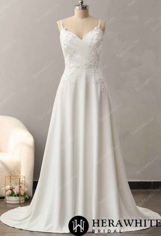 
                      
                        Lace A-Line Wedding Dress with Spaghetti Straps
                      
                    