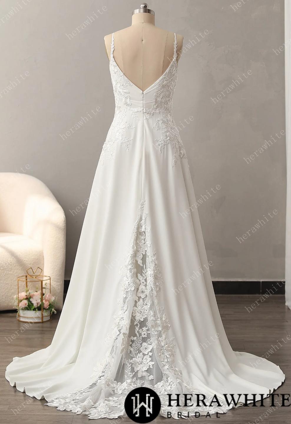 Lace A-Line Wedding Dress with Spaghetti Straps