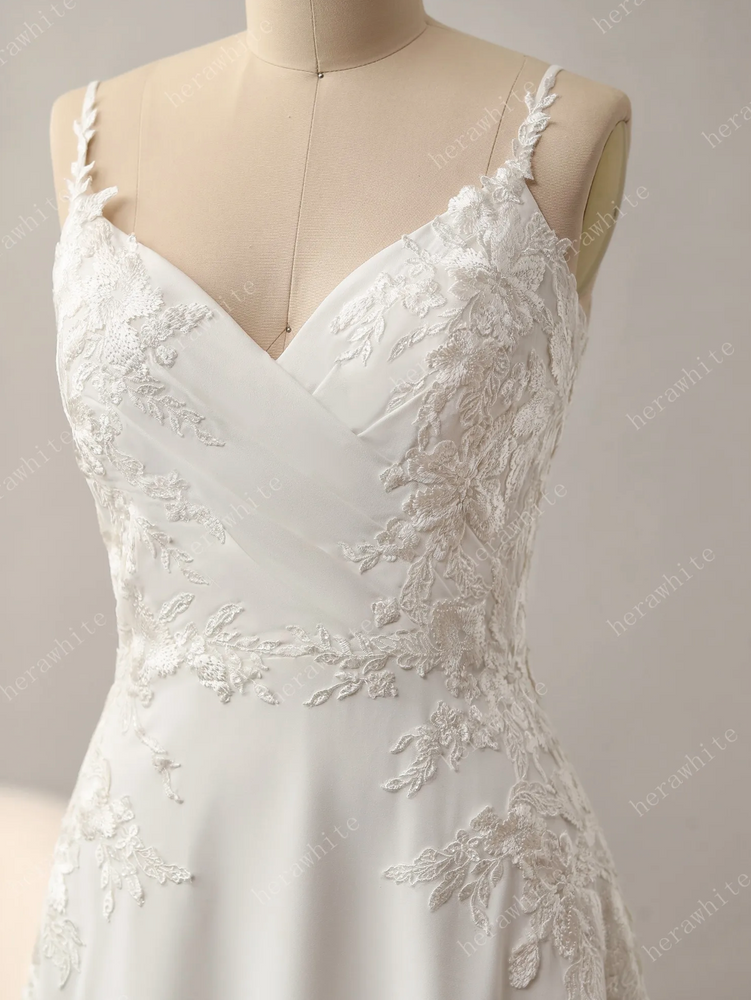 
                      
                        Lace A-Line Wedding Dress with Spaghetti Straps
                      
                    