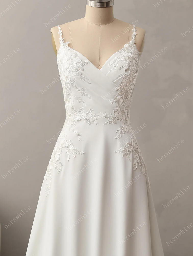 
                      
                        Lace A-Line Wedding Dress with Spaghetti Straps
                      
                    