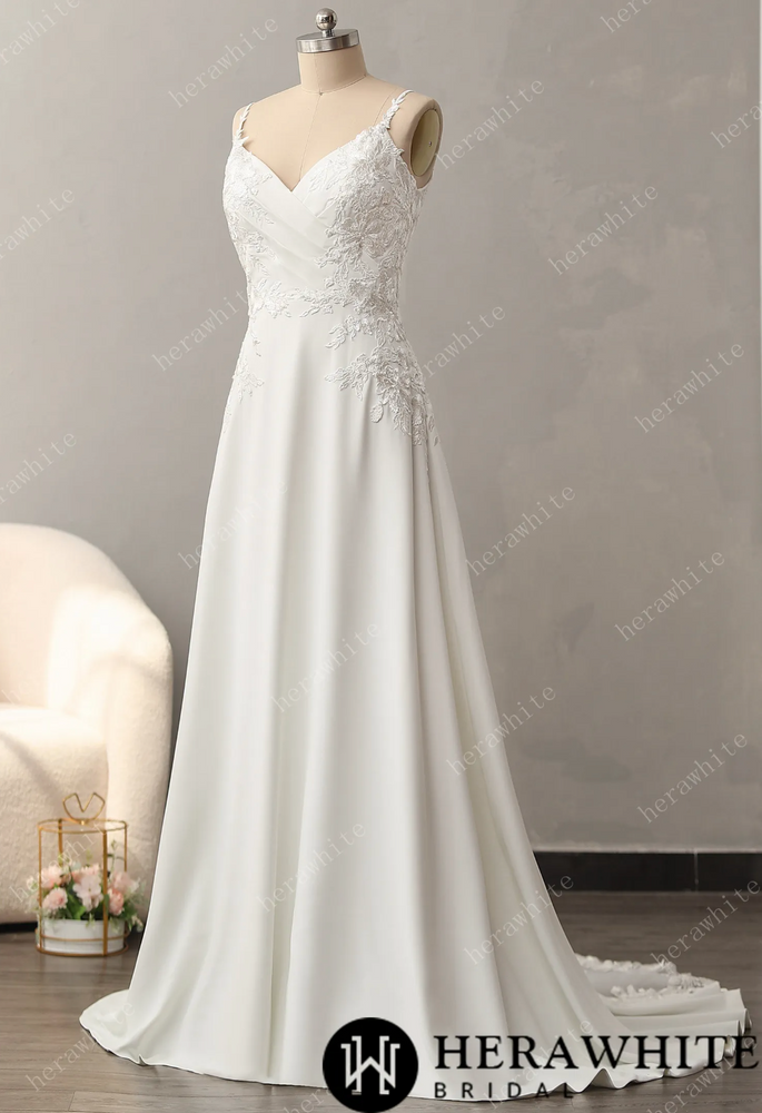 
                      
                        Lace A-Line Wedding Dress with Spaghetti Straps
                      
                    
