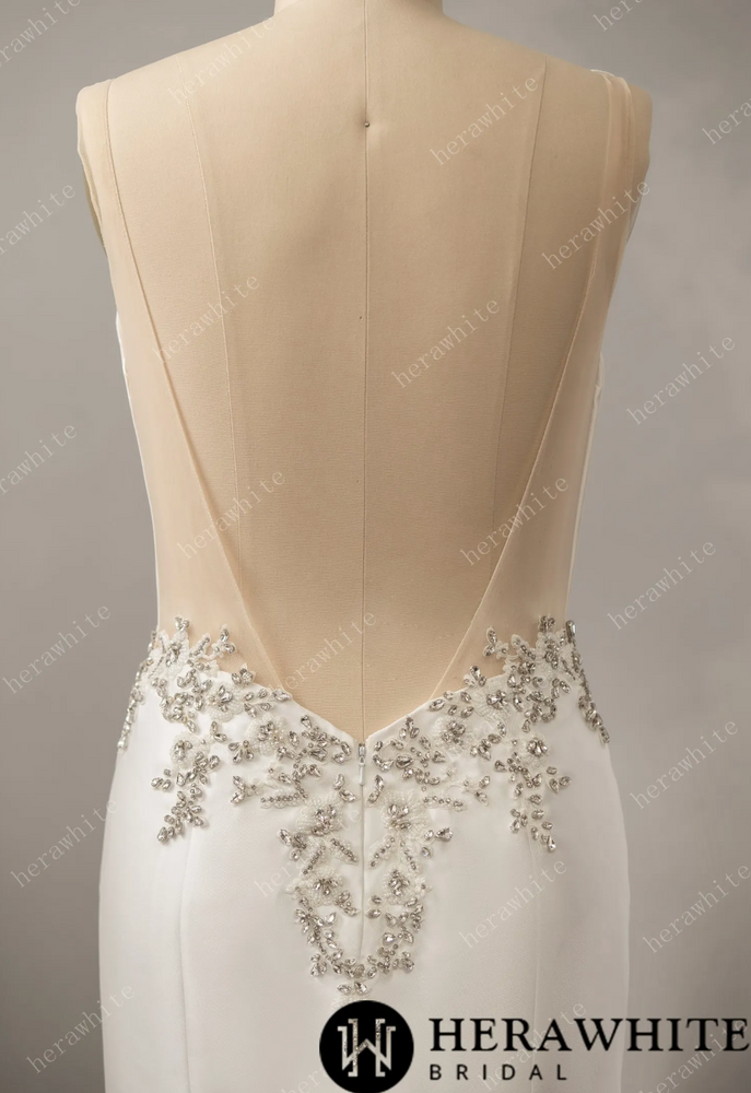 
                      
                        Deep V-Neck Sleeveless with Open Back Wedding Dress
                      
                    