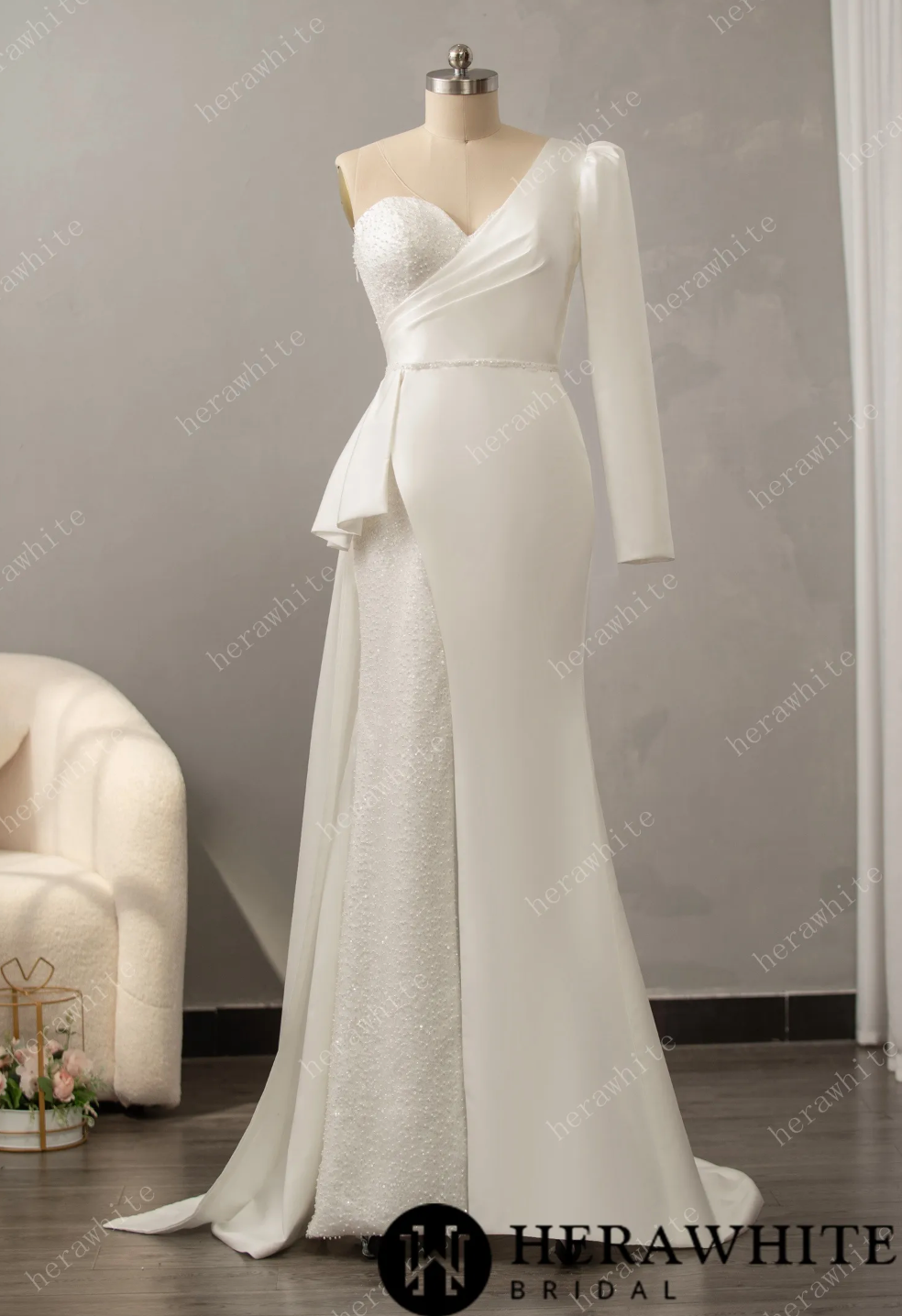 Sweetheart Neckline Wedding Dress with One Shoulder