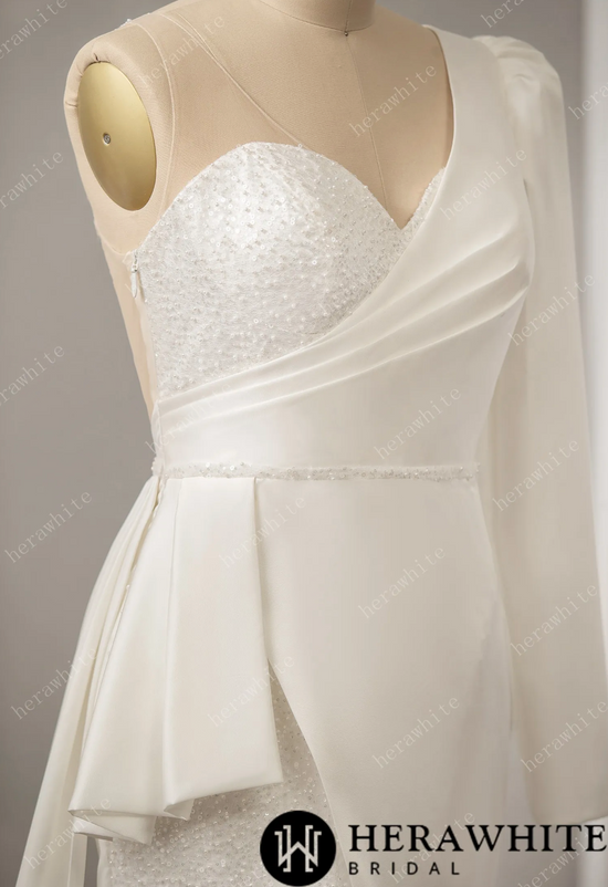Sweetheart Neckline Wedding Dress with One Shoulder