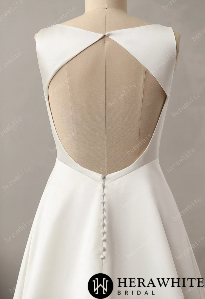 
                      
                        Bateau Neckline A-line Wedding Gown with Cutout Train
                      
                    