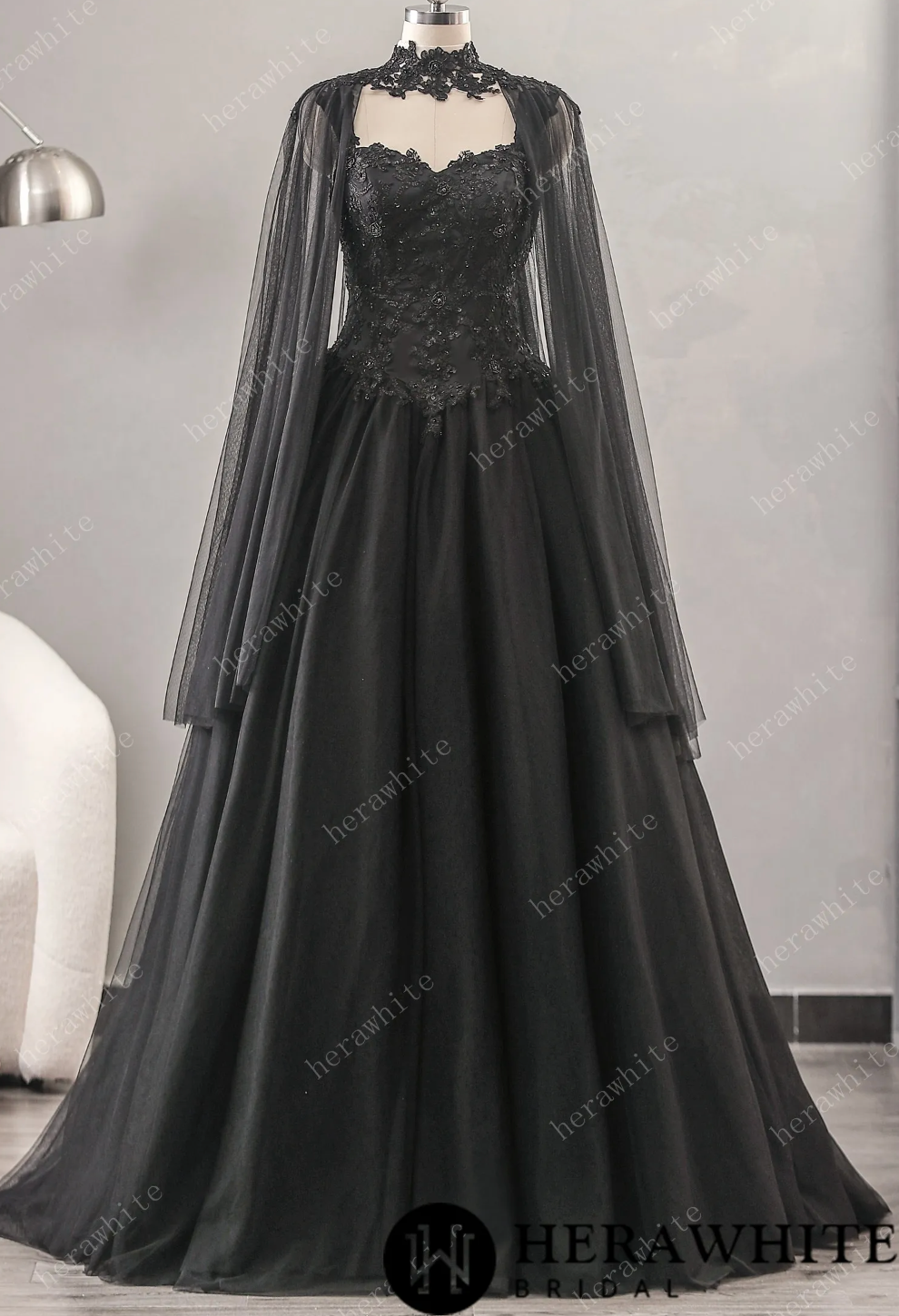 BRAND NEW Lace A-line black wedding dress lace-up 16/18 – Renegade