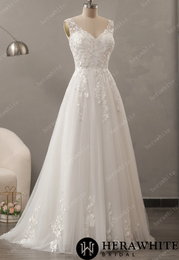 
                      
                        Relaxed A-Line Wedding Dress with Lace Up Back
                      
                    
