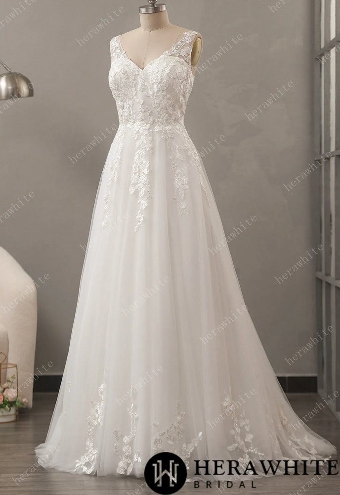 
                      
                        Relaxed A-Line Wedding Dress with Lace Up Back
                      
                    
