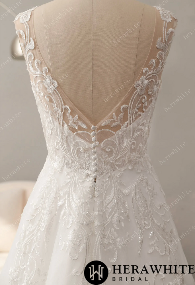 
                      
                        Timeless Lace Wedding Dress with V-Neckline
                      
                    