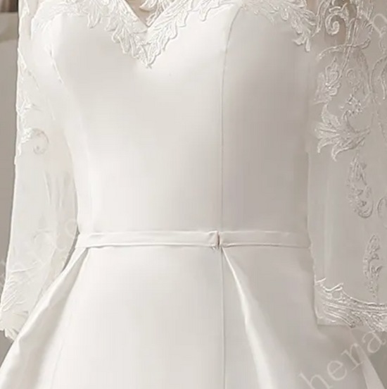 Load image into Gallery viewer, Off The Shoulder Neckline Wedding Dress with Lace Back
