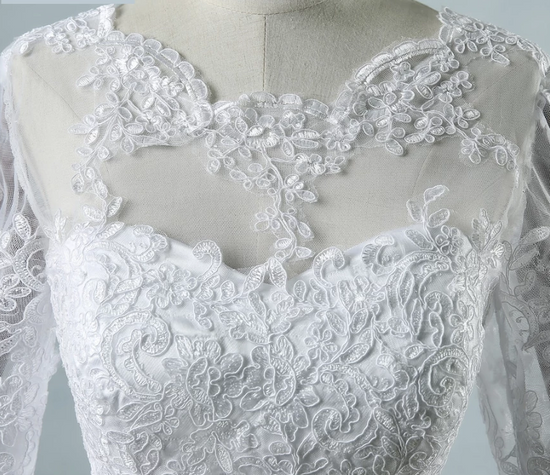 Long Sleeve Wedding Dress with Detailed Lace Appliques - TulleLux Bridal Crowns &  Accessories 