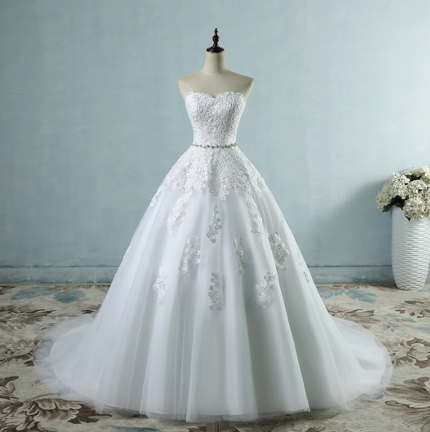 Lace Flower Sweetheart  Wedding Dress, + Sizes Available - TulleLux Bridal Crowns &  Accessories 