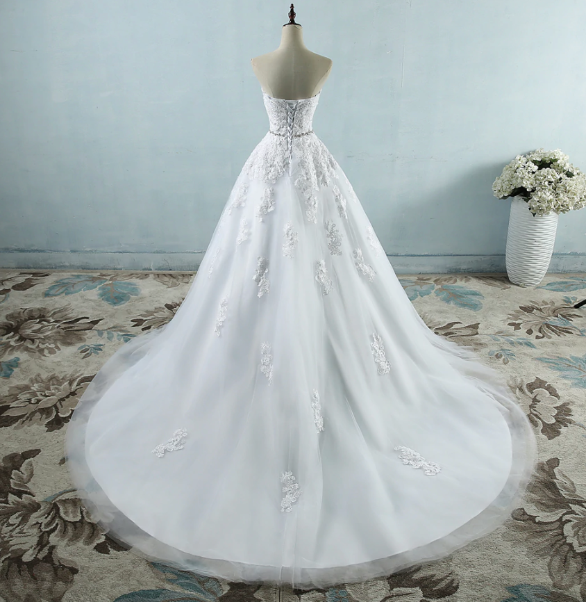 Lace Flower Sweetheart  Wedding Dress, + Sizes Available - TulleLux Bridal Crowns &  Accessories 