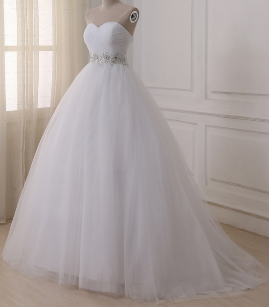 Corset Sweetheart Wedding Dress with Decorative Sash - TulleLux Bridal Crowns &  Accessories 