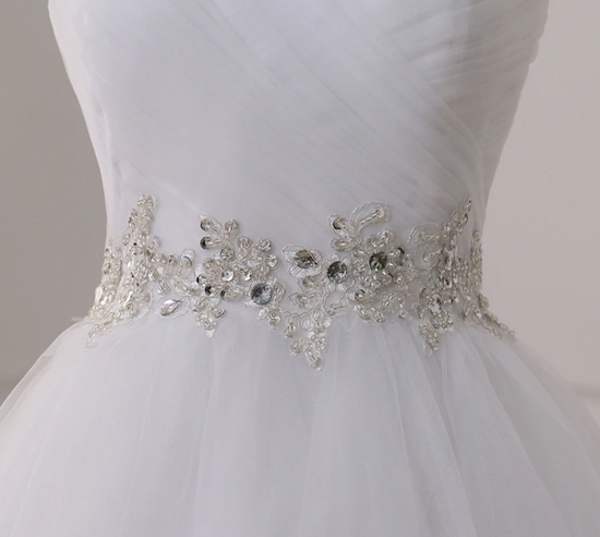 Corset Sweetheart Wedding Dress with Decorative Sash - TulleLux Bridal Crowns &  Accessories 