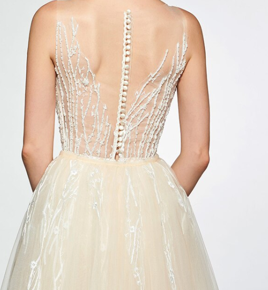 Elegant V Neck  Mermaid Trumpet Wedding Dress with Detachable Train - TulleLux Bridal Crowns &  Accessories 