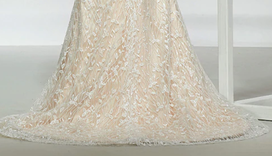 Elegant V Neck  Mermaid Trumpet Wedding Dress with Detachable Train - TulleLux Bridal Crowns &  Accessories 