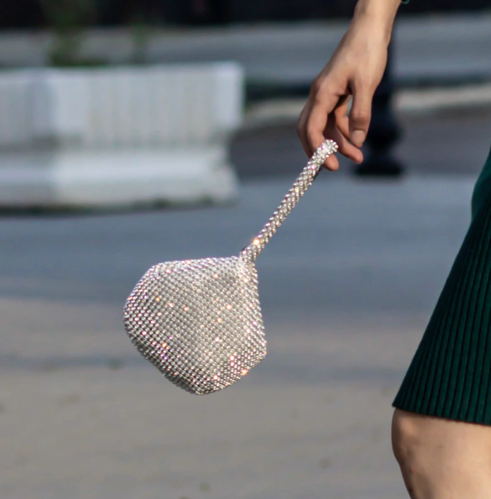 Boutique Sparkling Silver Diamond Mini Evening Clutch Wristlets Bag  Purse - TulleLux Bridal Crowns &  Accessories 