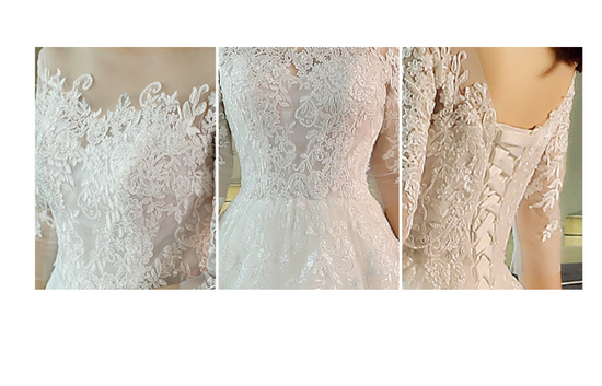 Load image into Gallery viewer, Three Quarter Lace Sleeve Bridal Wedding Dress, + Sizes Available - TulleLux Bridal Crowns &amp;amp;  Accessories 

