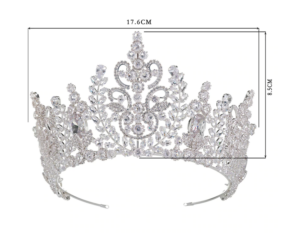 
                      
                        Romantic Detailed Cubic Zirconia Tiara in Silver or Gold - TulleLux Bridal Crowns &  Accessories 
                      
                    