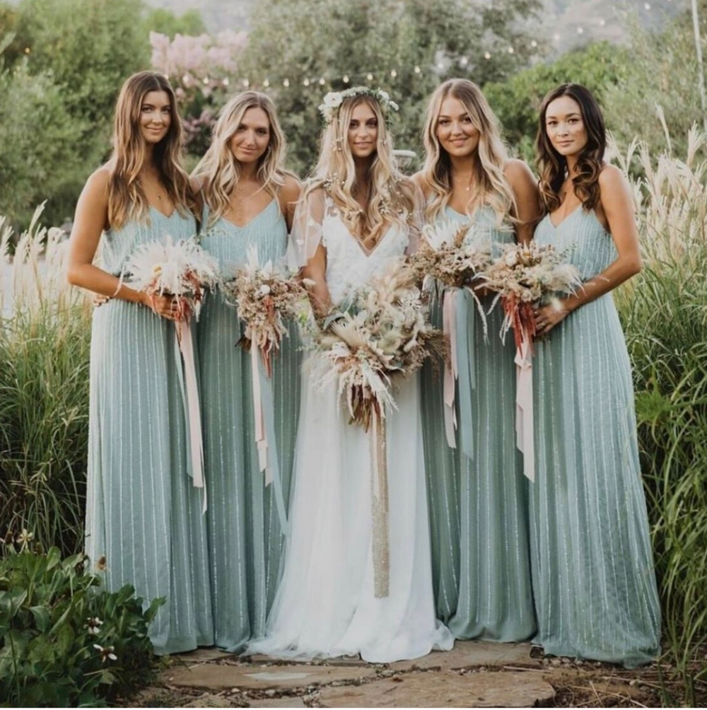 Bridesmaid Bundle with The Dress Earrings Hand Held Silk Bouquet