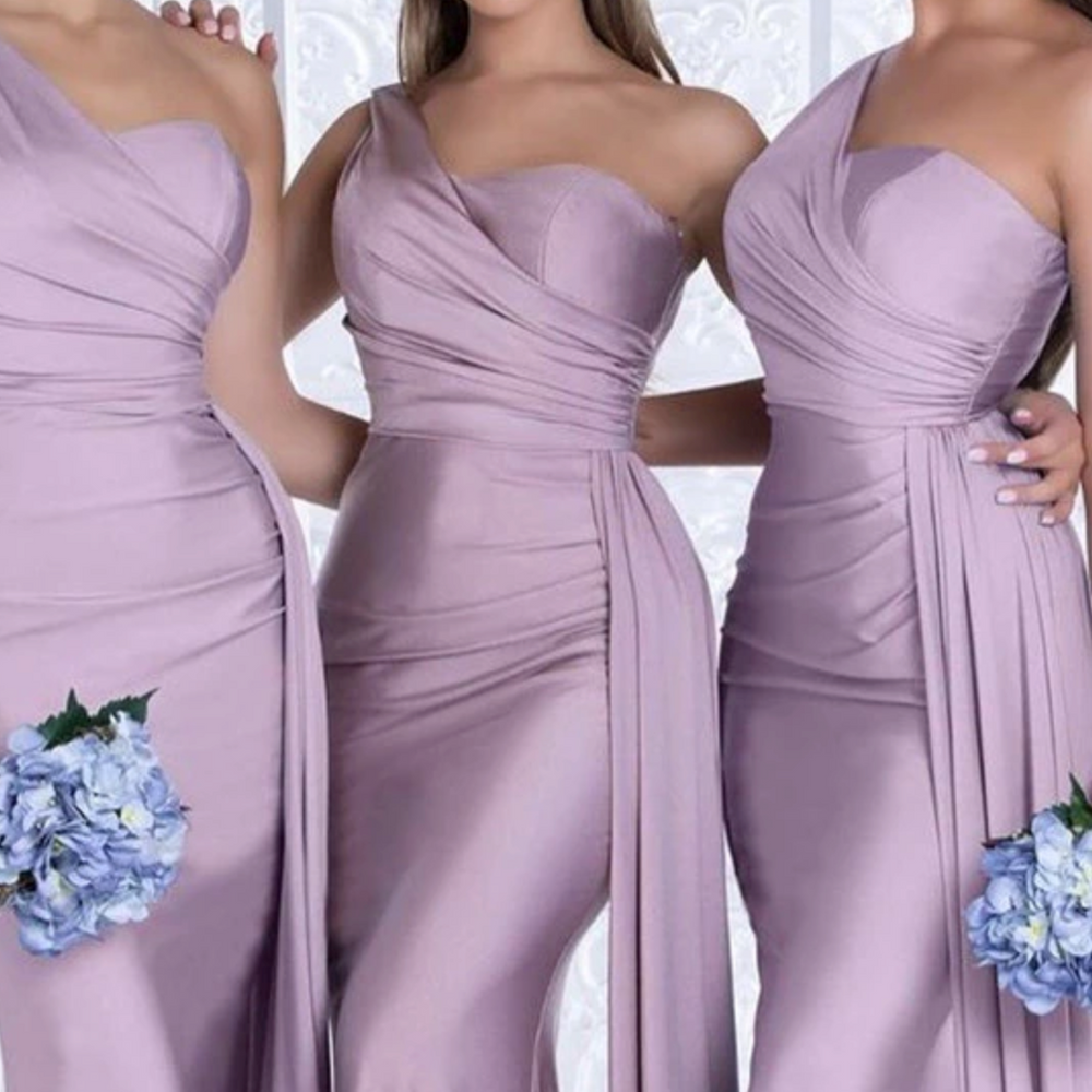 
                      
                        Sweetheart One Shoulder Spandex Satin Mermaid Bridesmaid Dresses
                      
                    