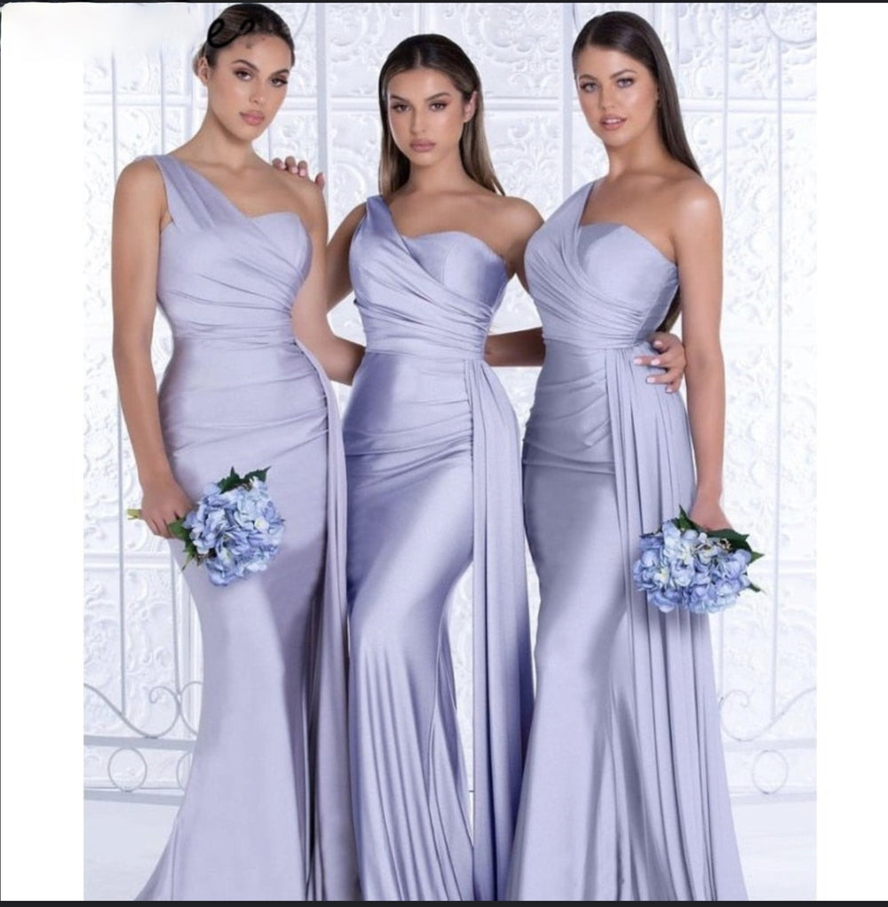 Sweetheart One Shoulder Spandex Satin Mermaid Bridesmaid Dresses