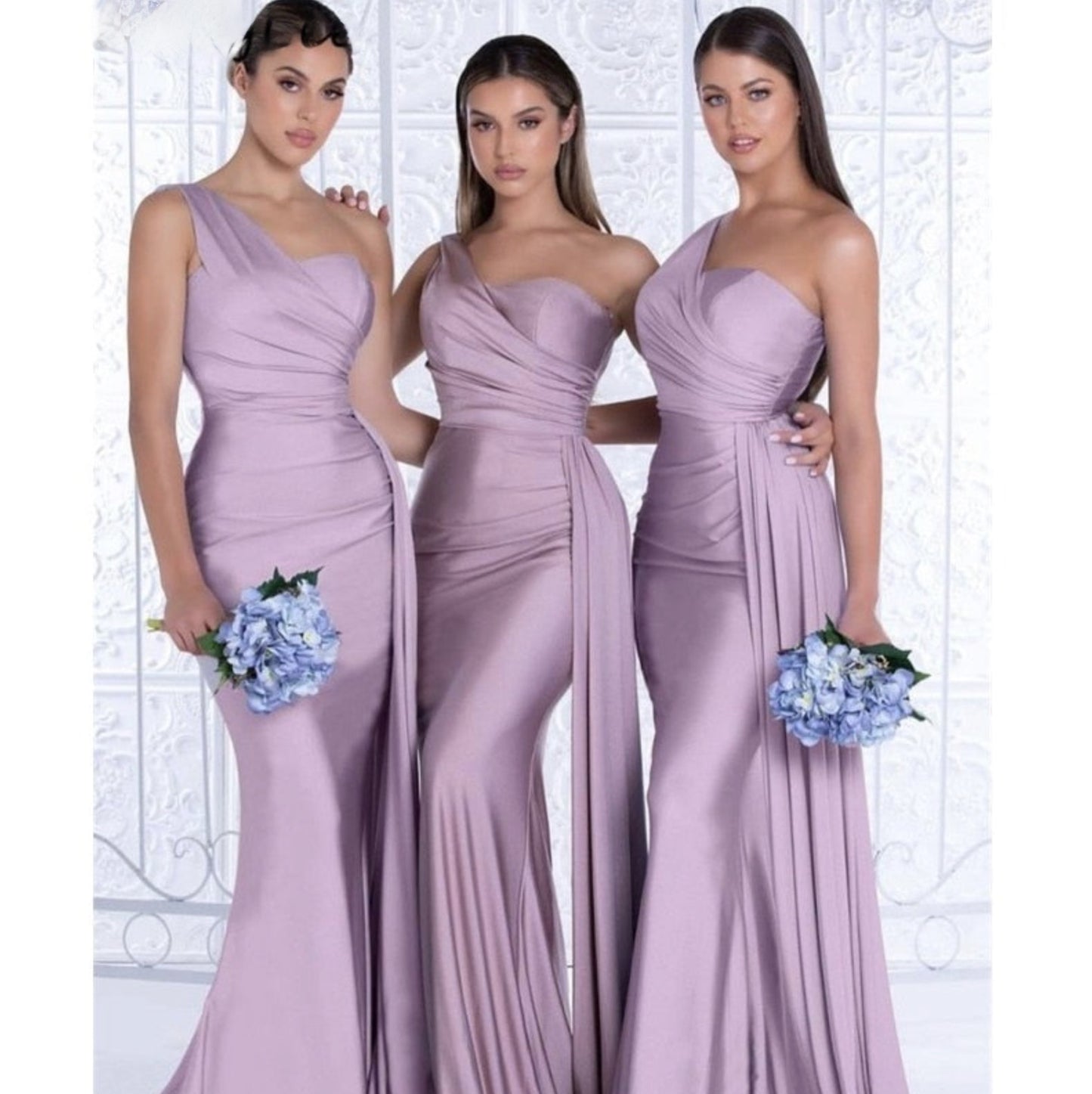 Sweetheart One Shoulder Spandex Satin Mermaid Bridesmaid Dresses