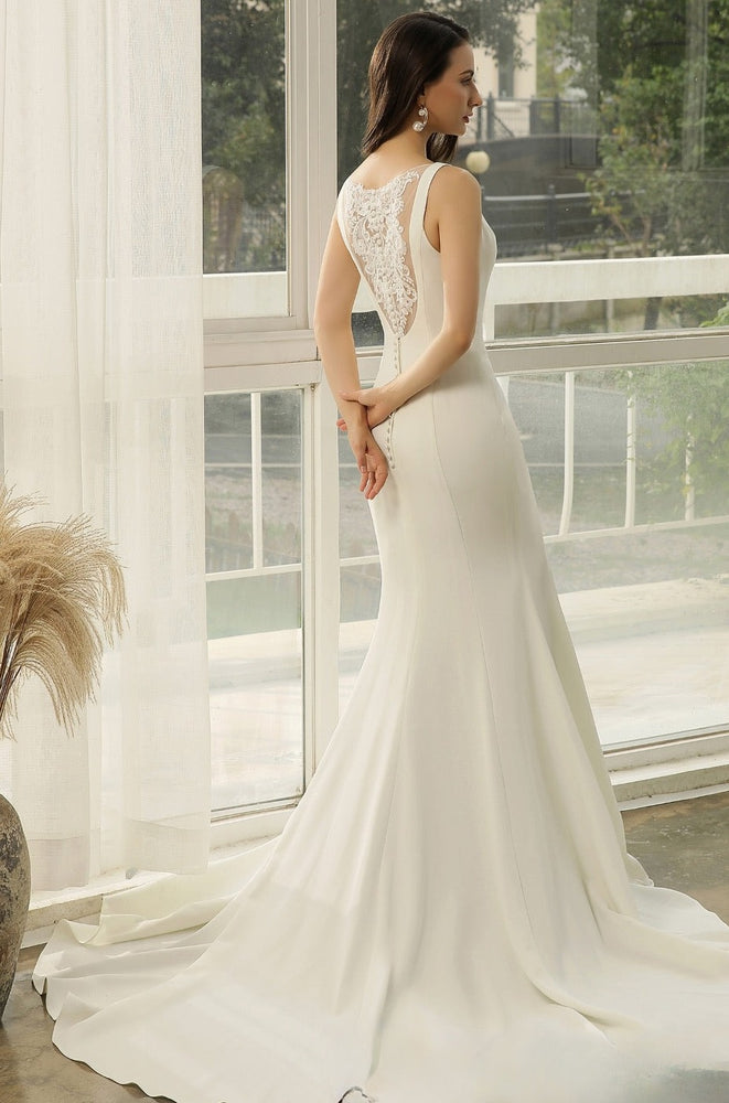 
                      
                        Crepe Mermaid Bridal Gown With Illusion Lace Back
                      
                    