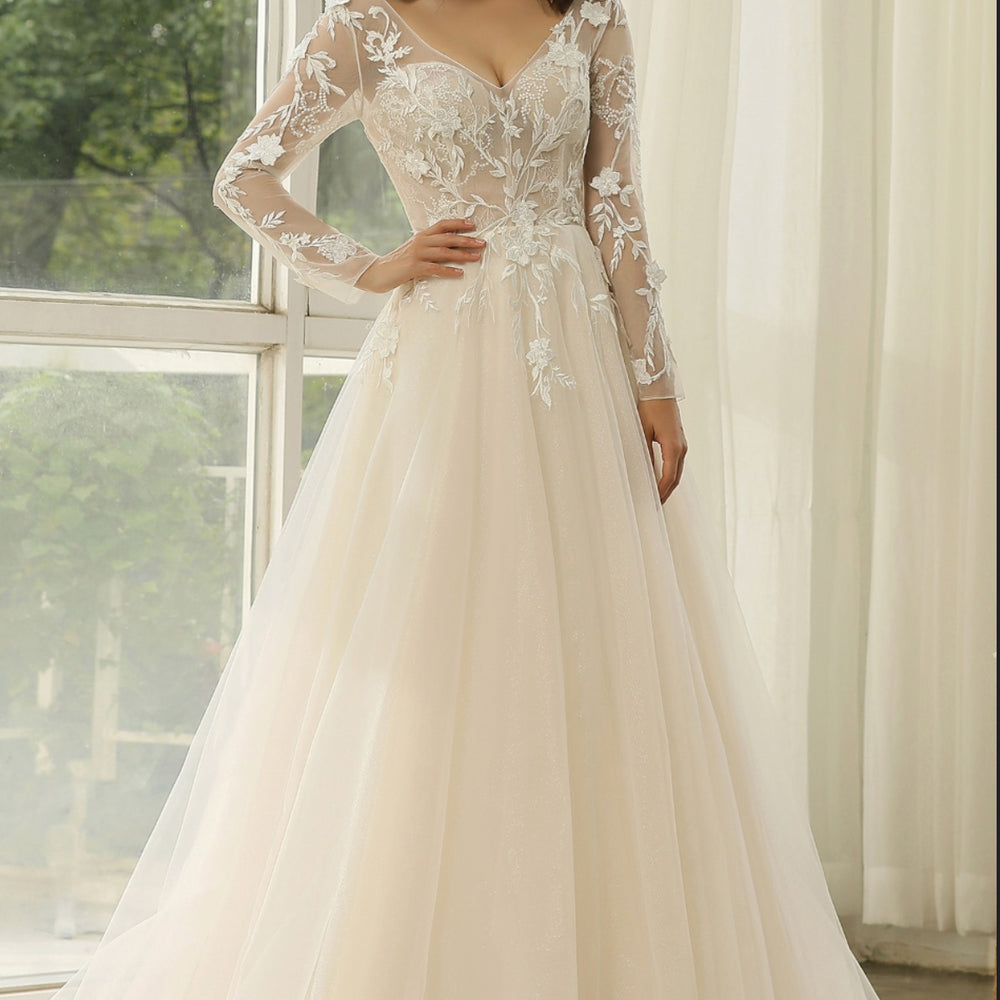 
                      
                        Princess Lace Wedding Dress with Long sleeves
                      
                    