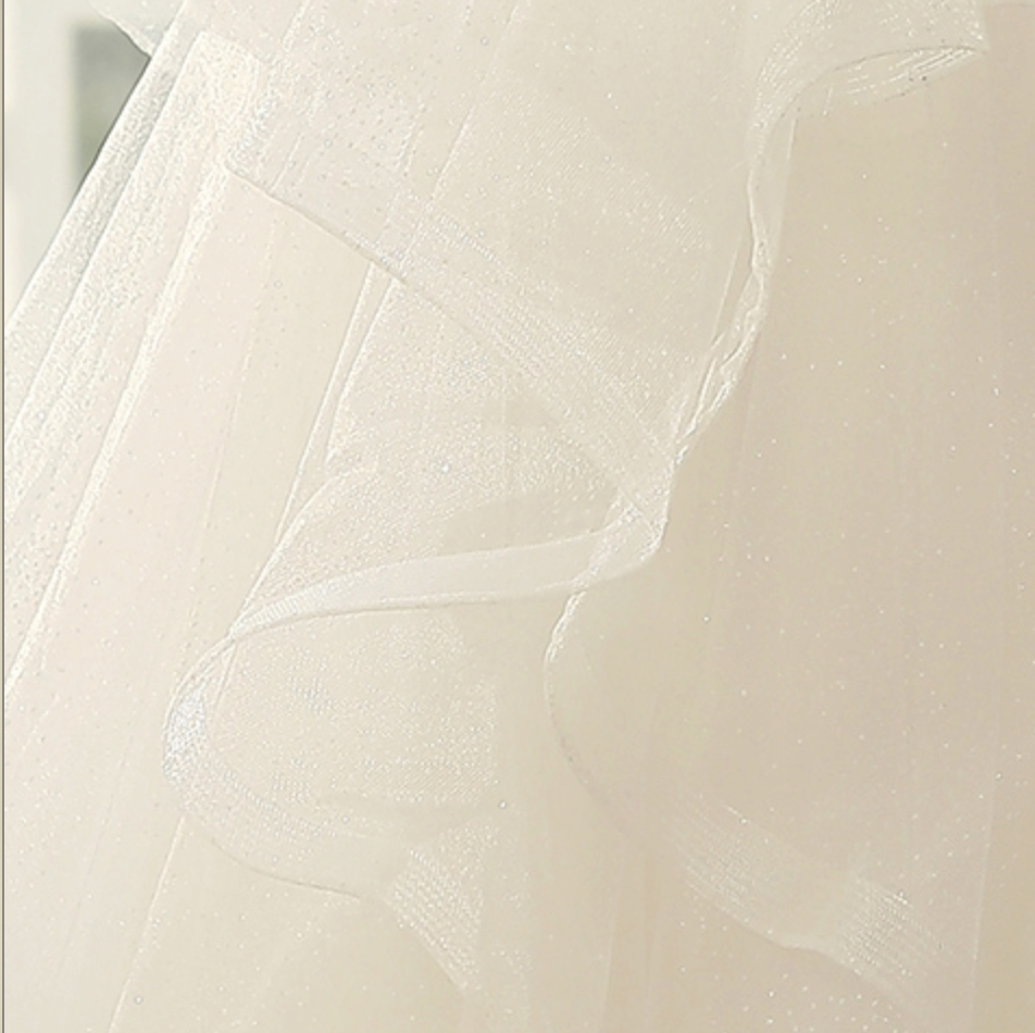 Wedding Dress In Ruffed Glitter Tulle With Princess Silhouette