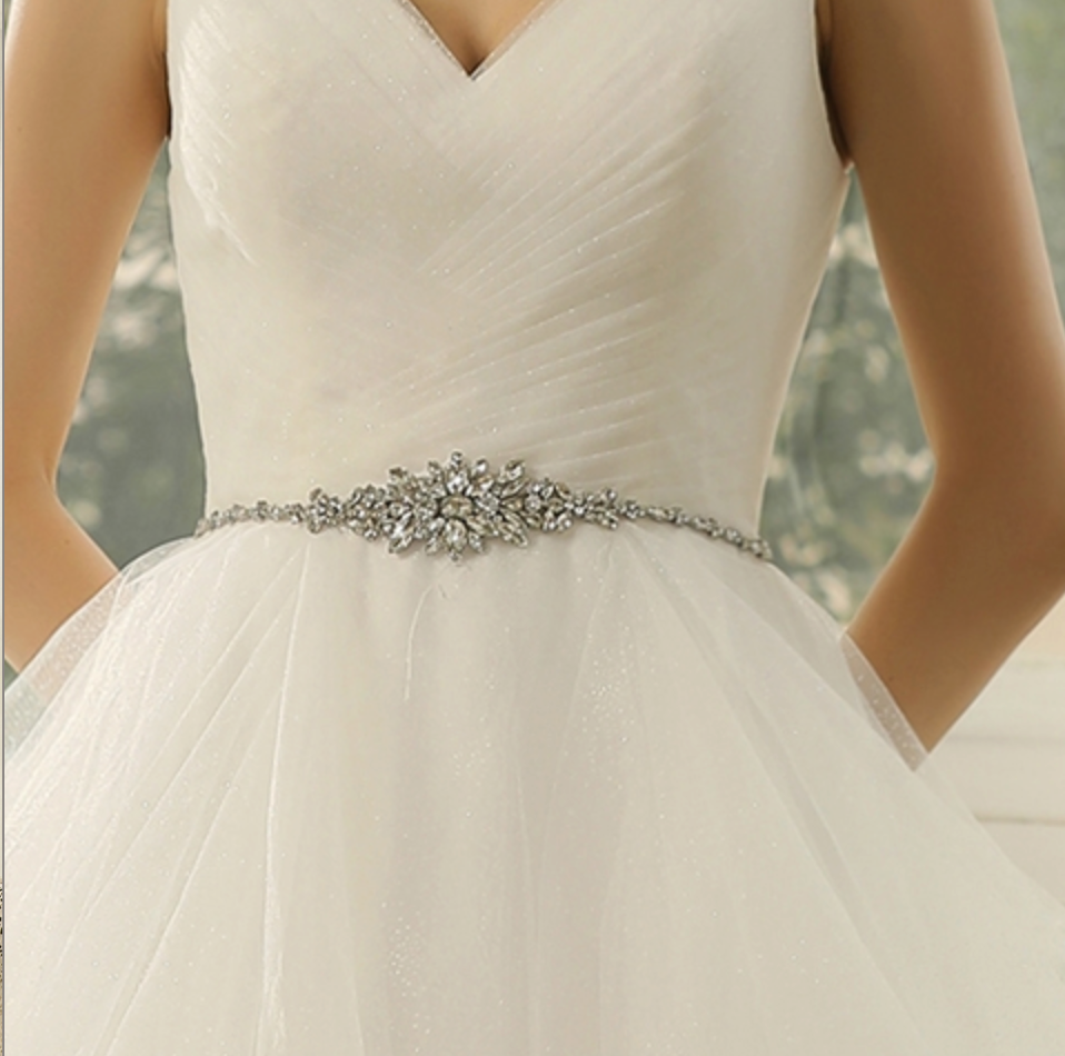 Wedding Dress In Ruffed Glitter Tulle With Princess Silhouette