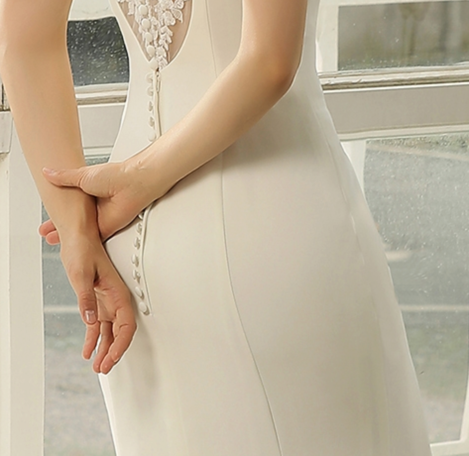 
                      
                        Crepe Mermaid Bridal Gown With Illusion Lace Back
                      
                    